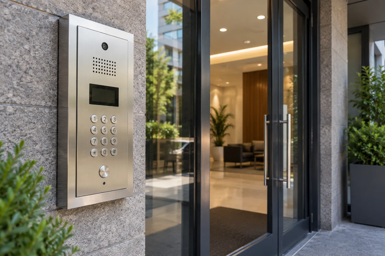 Apartment entrance intercom and keypad